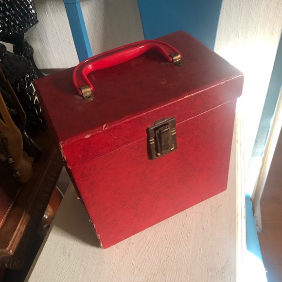 Vintage Red 45 Vinyl Record Holder Carrying Case